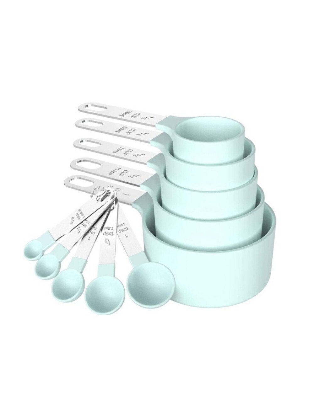 Stackable Nesting Measuring Cups & Spoons Set | Green